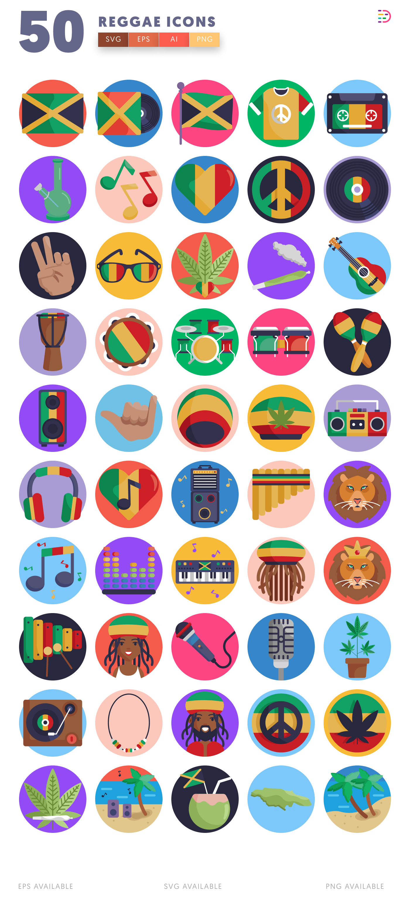 50 Reggae Icons – all icons in the set