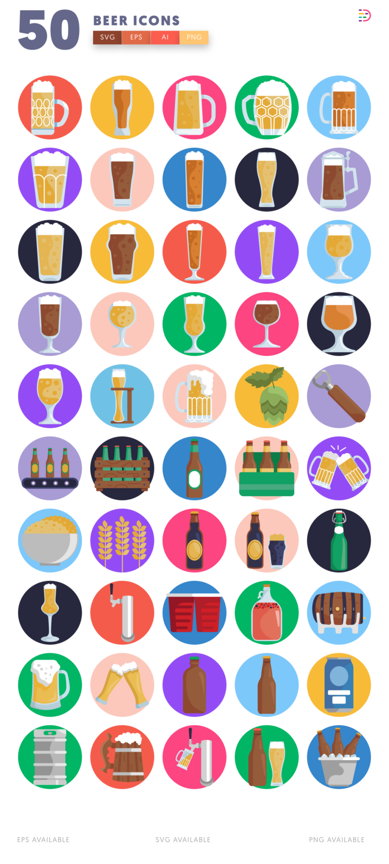 50 Beer Icons – Craft Brewery, Pub, Bar & Drink Line Icon Set
