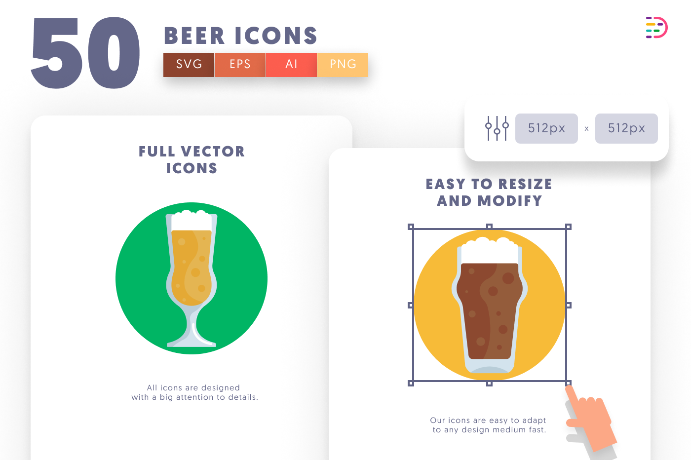 50 Beer Glass Icons preview 6 – flat circle icons in PNG, SVG and EPS