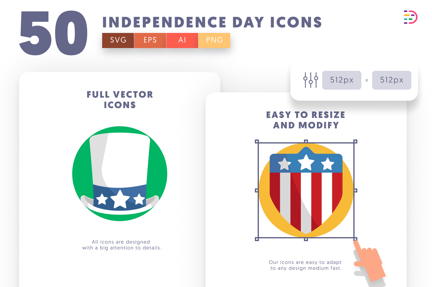 50 Independence Day Icons preview 6 – flat circle icons in PNG, SVG and EPS