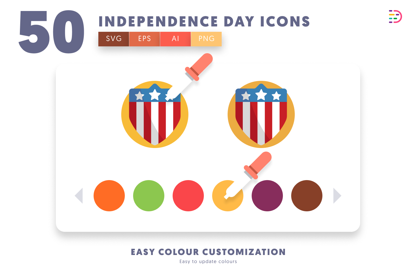 50 Independence Day Icons preview 7 – flat circle icons in PNG, SVG and EPS