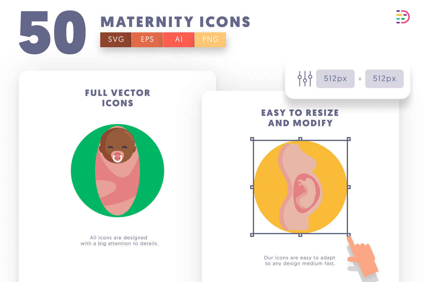 50 Maternity Icons preview 6 – flat circle icons in PNG, SVG and EPS