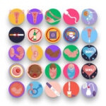 50 Maternity Icons – set of colorful flat circle icons