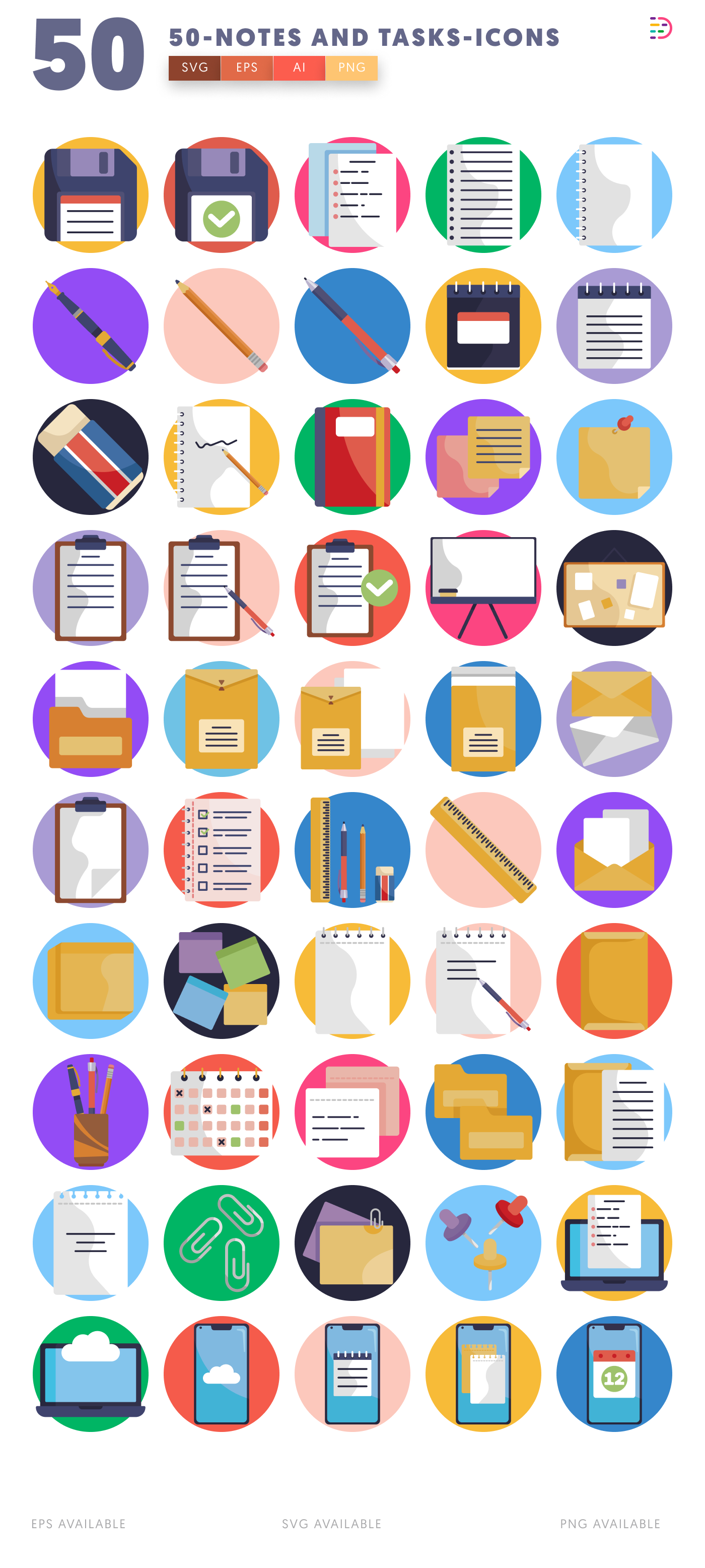 50 Notes and Tasks Icons – all icons in the set