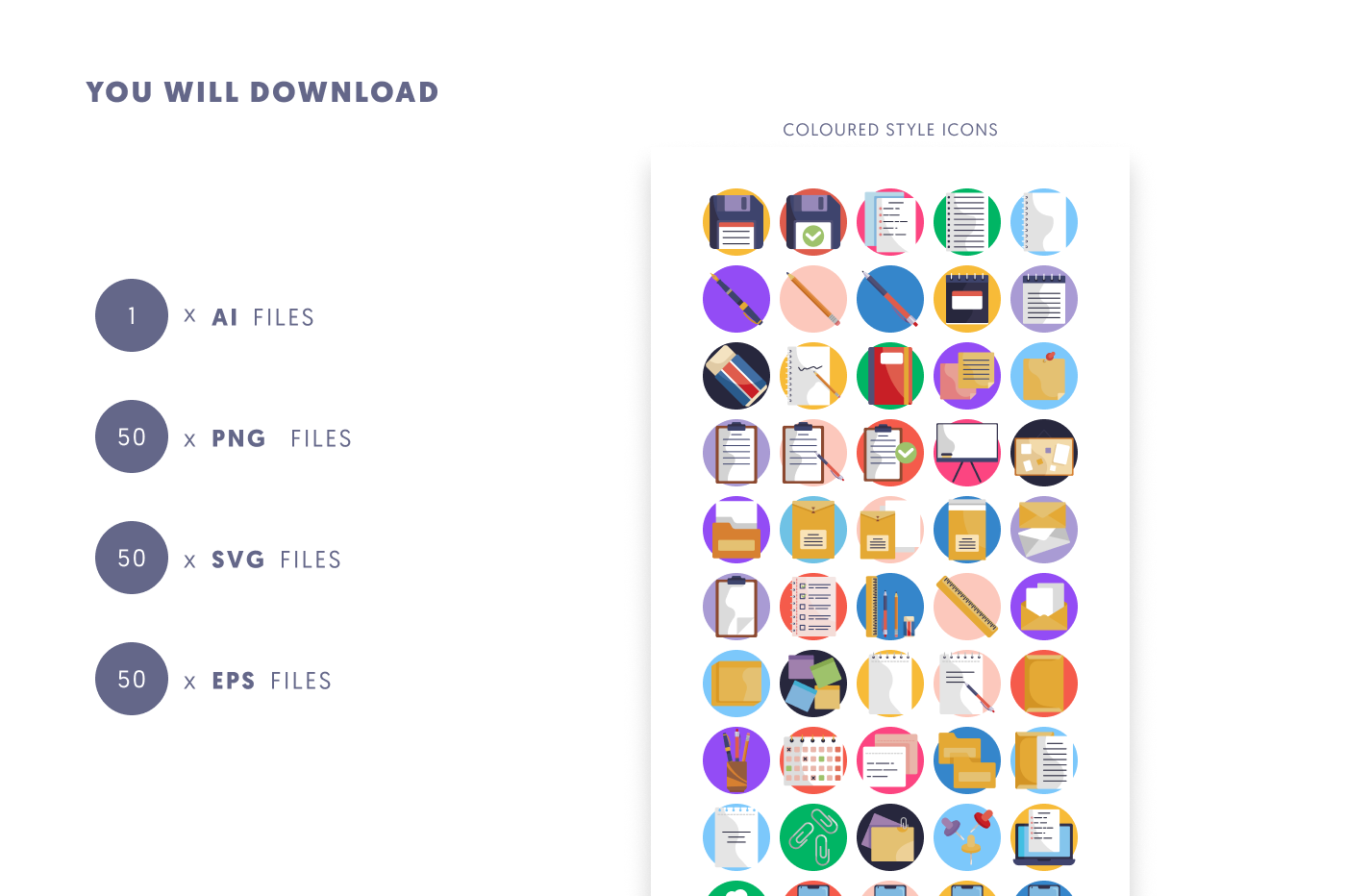 50 Notes and Tasks Icons preview 9 – flat circle icons in PNG, SVG and EPS