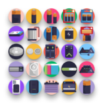 50 Battery Icons – set of colorful flat circle icons