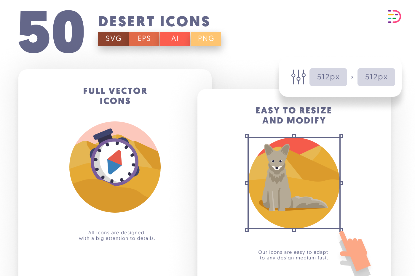 50 Desert Icons preview 6 – flat circle icons in PNG, SVG and EPS