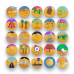 50 Desert Icons – set of colorful flat circle icons