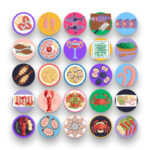 50 Seafood Icons – set of colorful flat circle icons