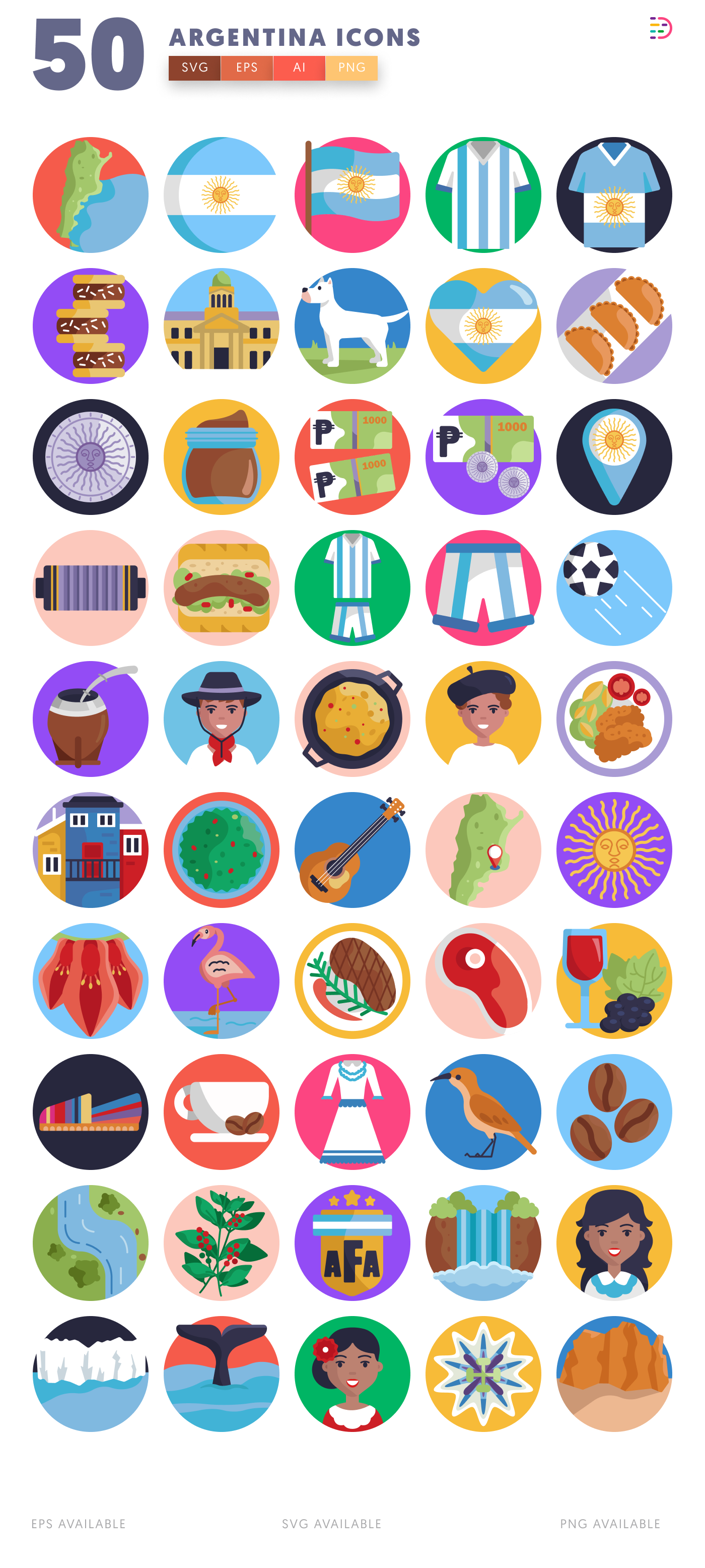 50 Argentina Icons – all icons in the set