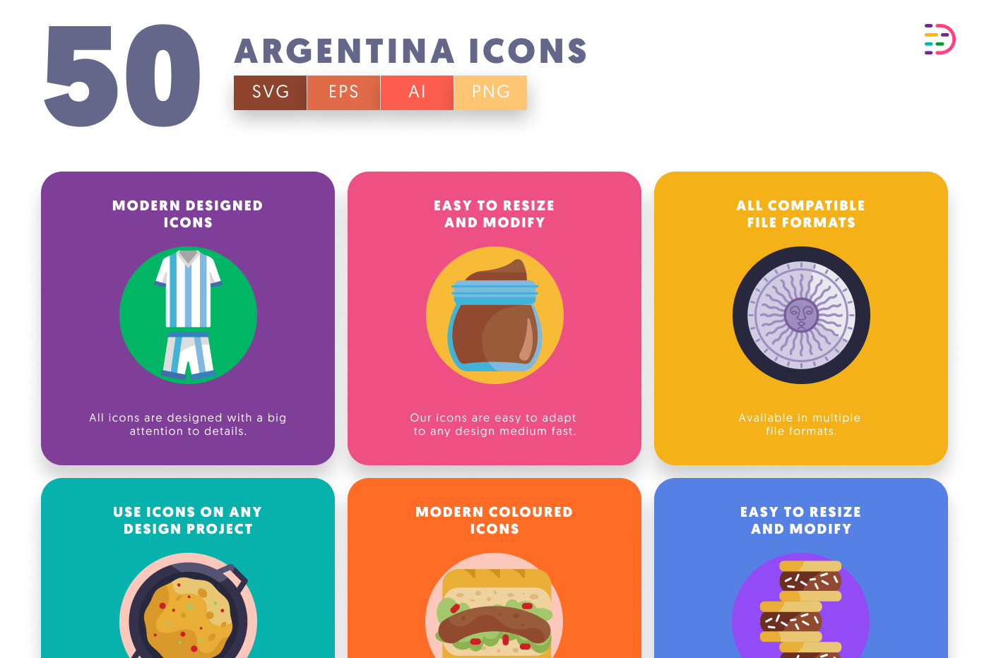 50 Argentina Icons preview 5 – flat circle icons in PNG, SVG and EPS
