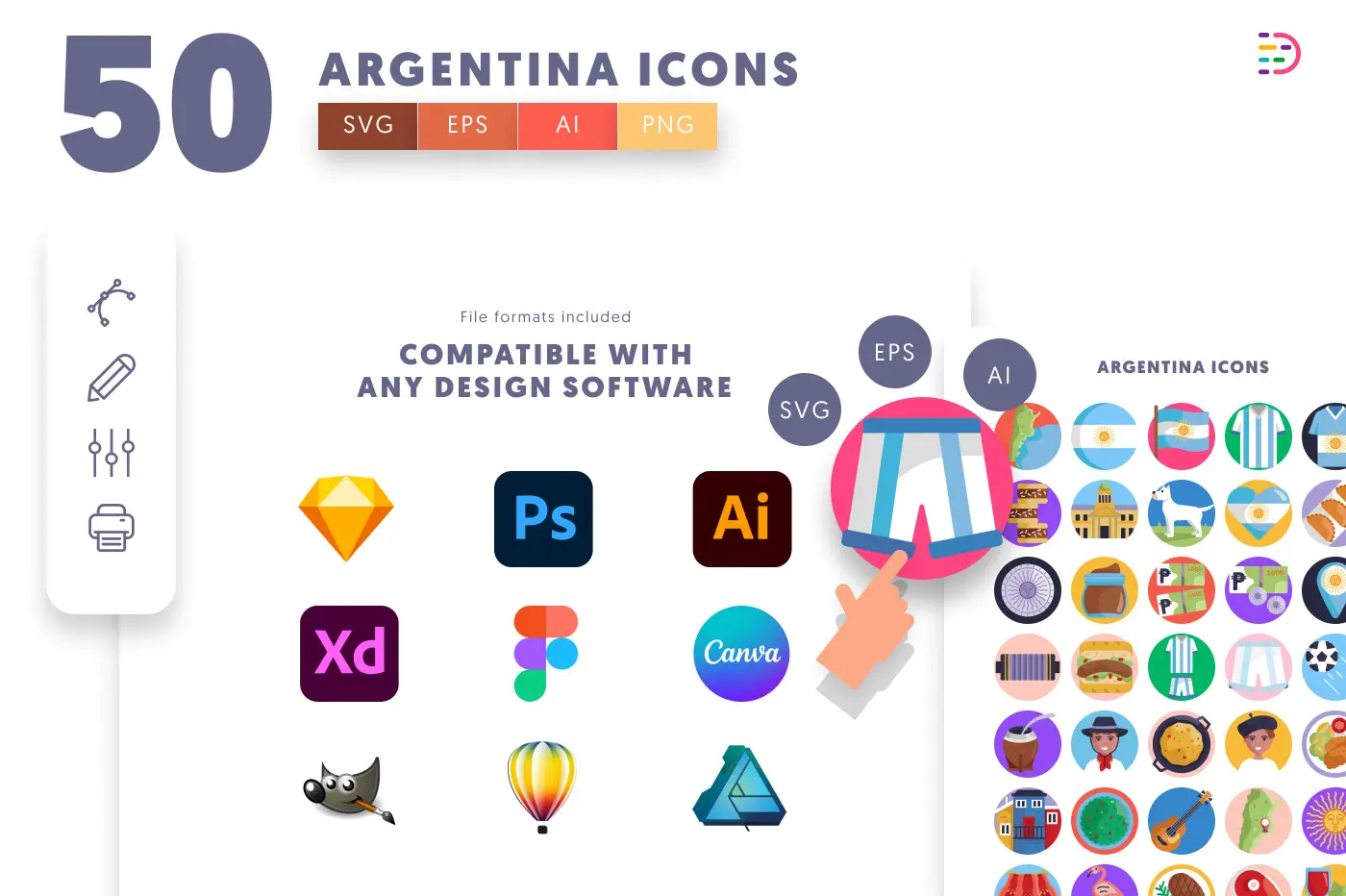 50 Argentina Icons preview 8 – flat circle icons in PNG, SVG and EPS