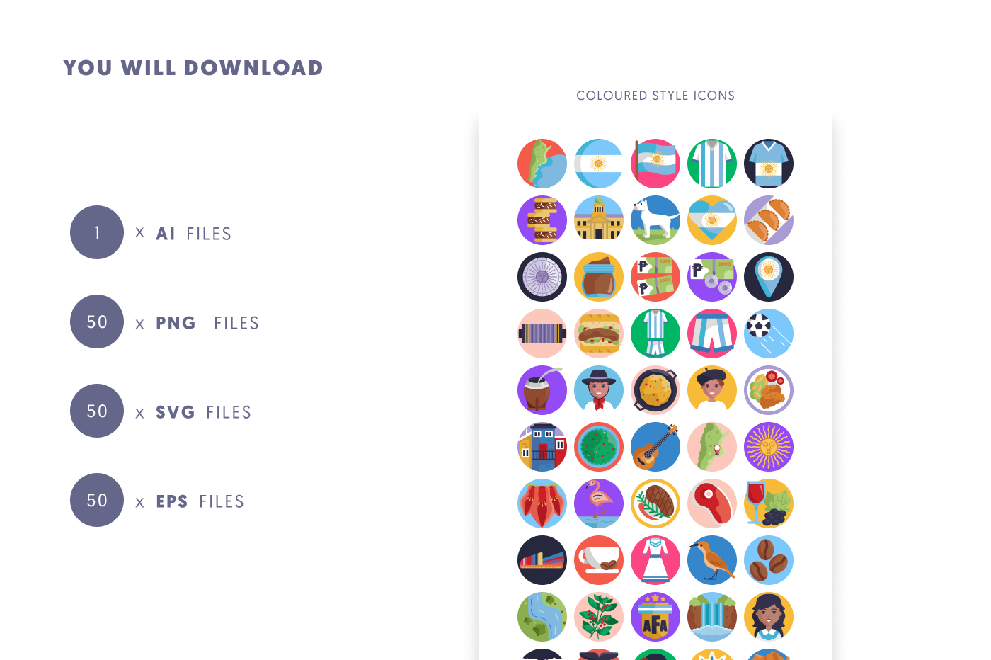 50 Argentina Icons preview 9 – flat circle icons in PNG, SVG and EPS