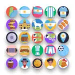 50 Argentina Icons – set of colorful flat circle icons
