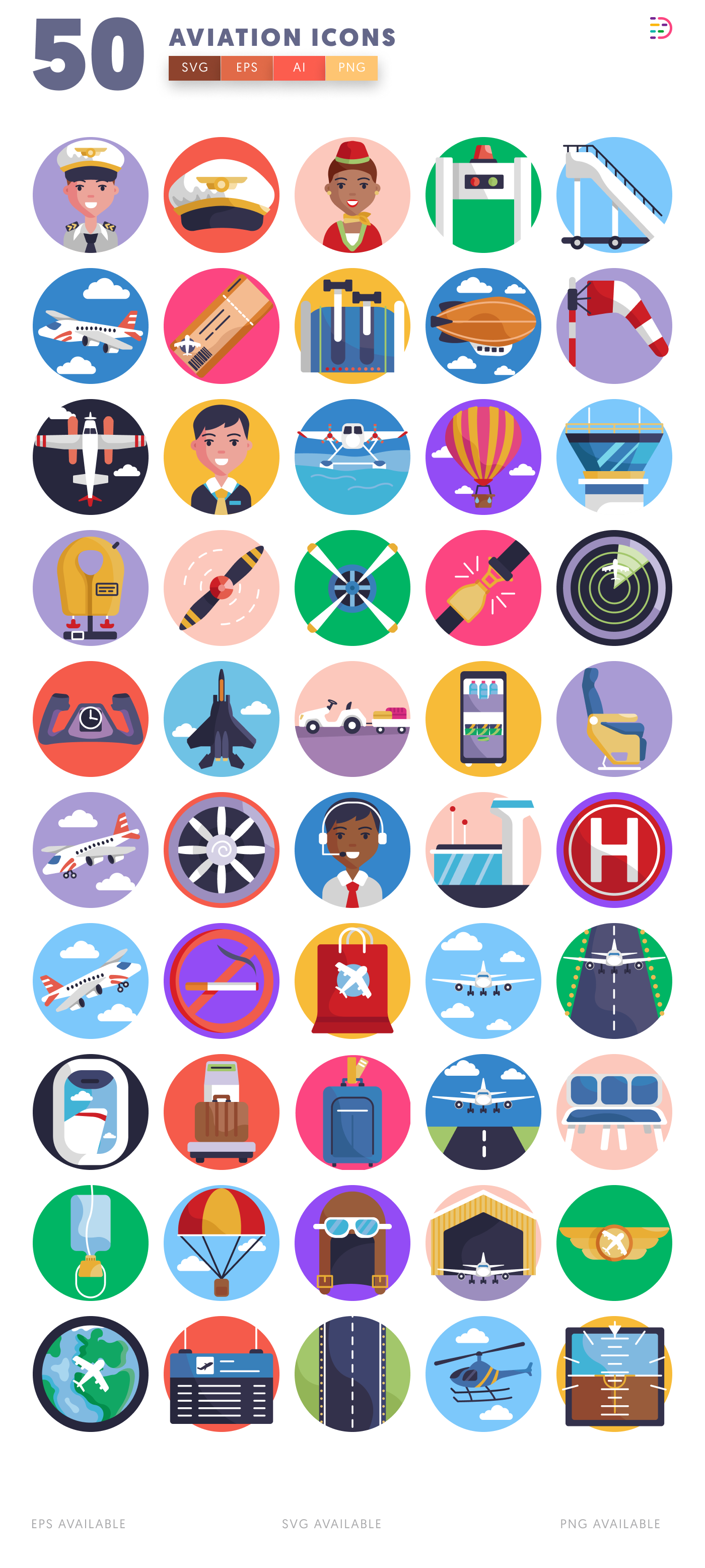 50 Aviation Icons – all icons in the set