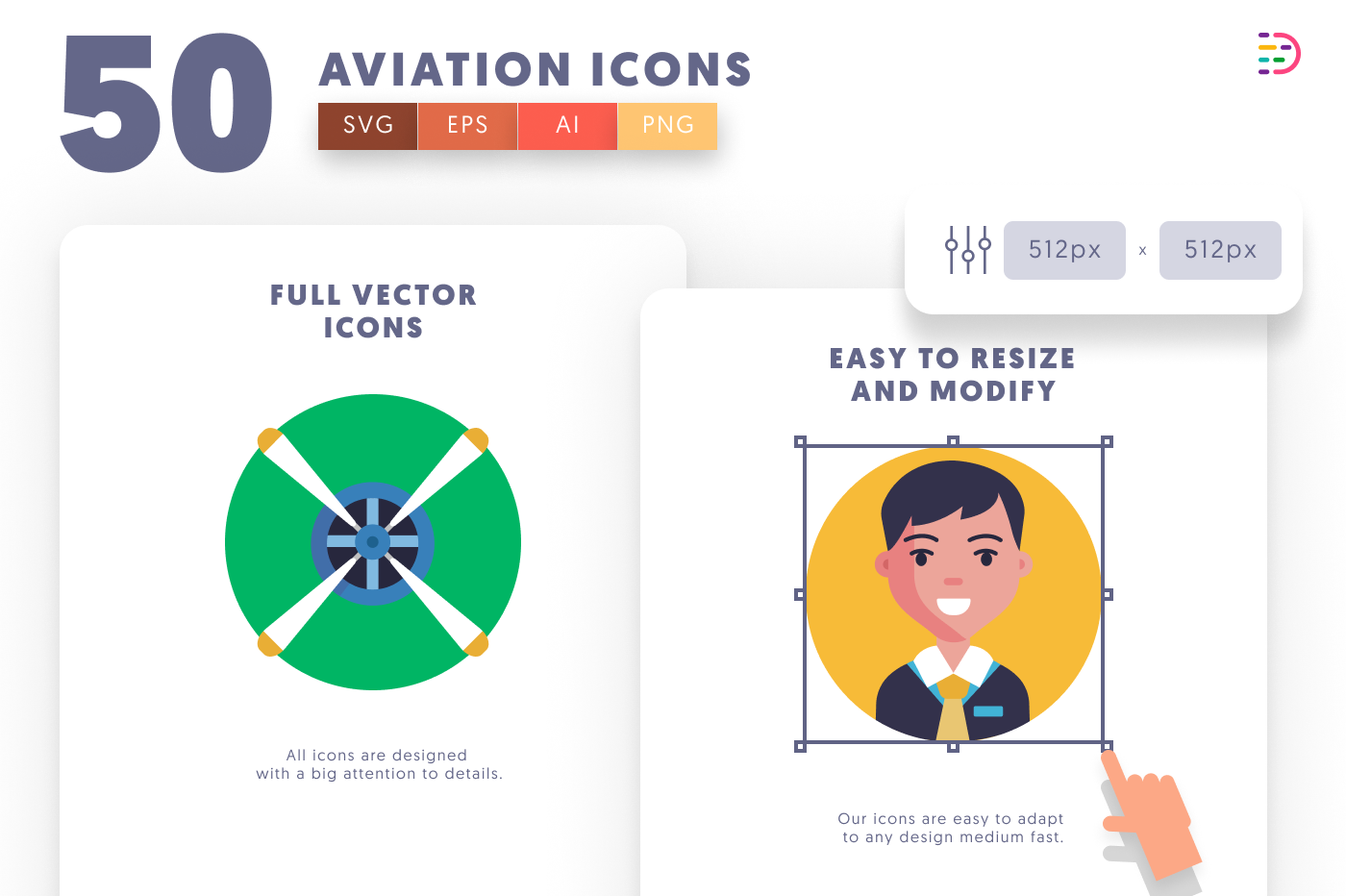 50 Aviation Icons preview 6 – flat circle icons in PNG, SVG and EPS