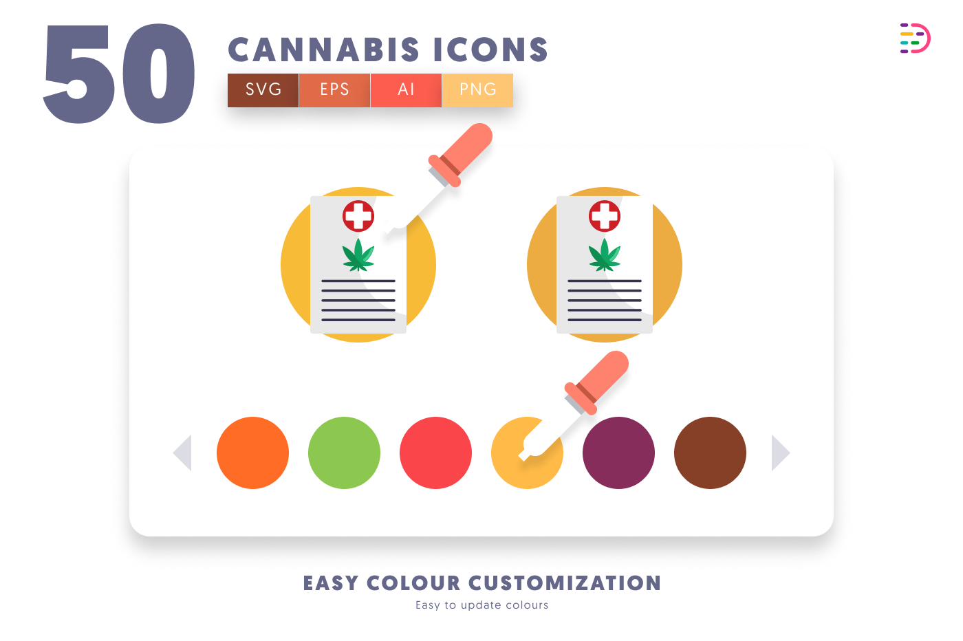 50 Cannabis Icons preview 7 – flat circle icons in PNG, SVG and EPS