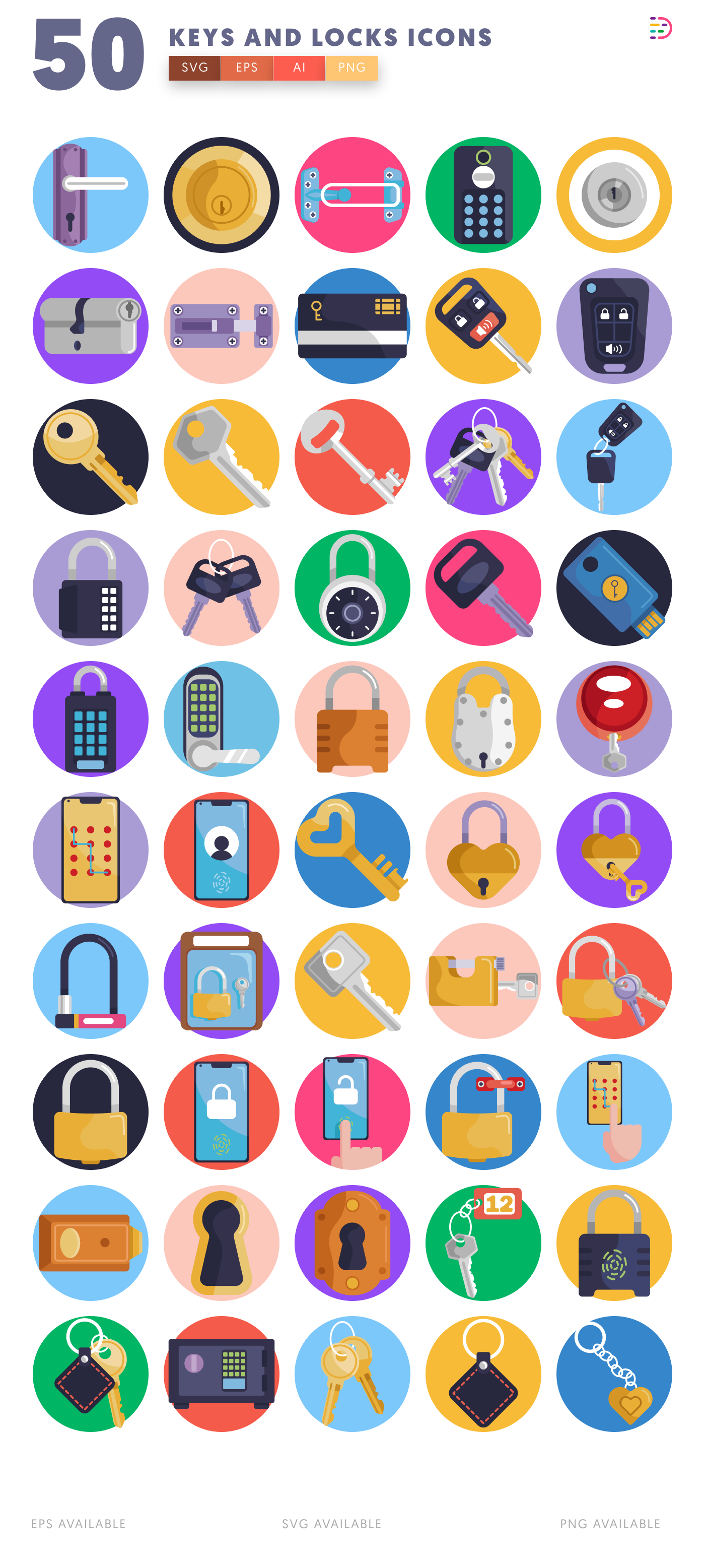 50 Keys and Locks Icons – all icons in the set