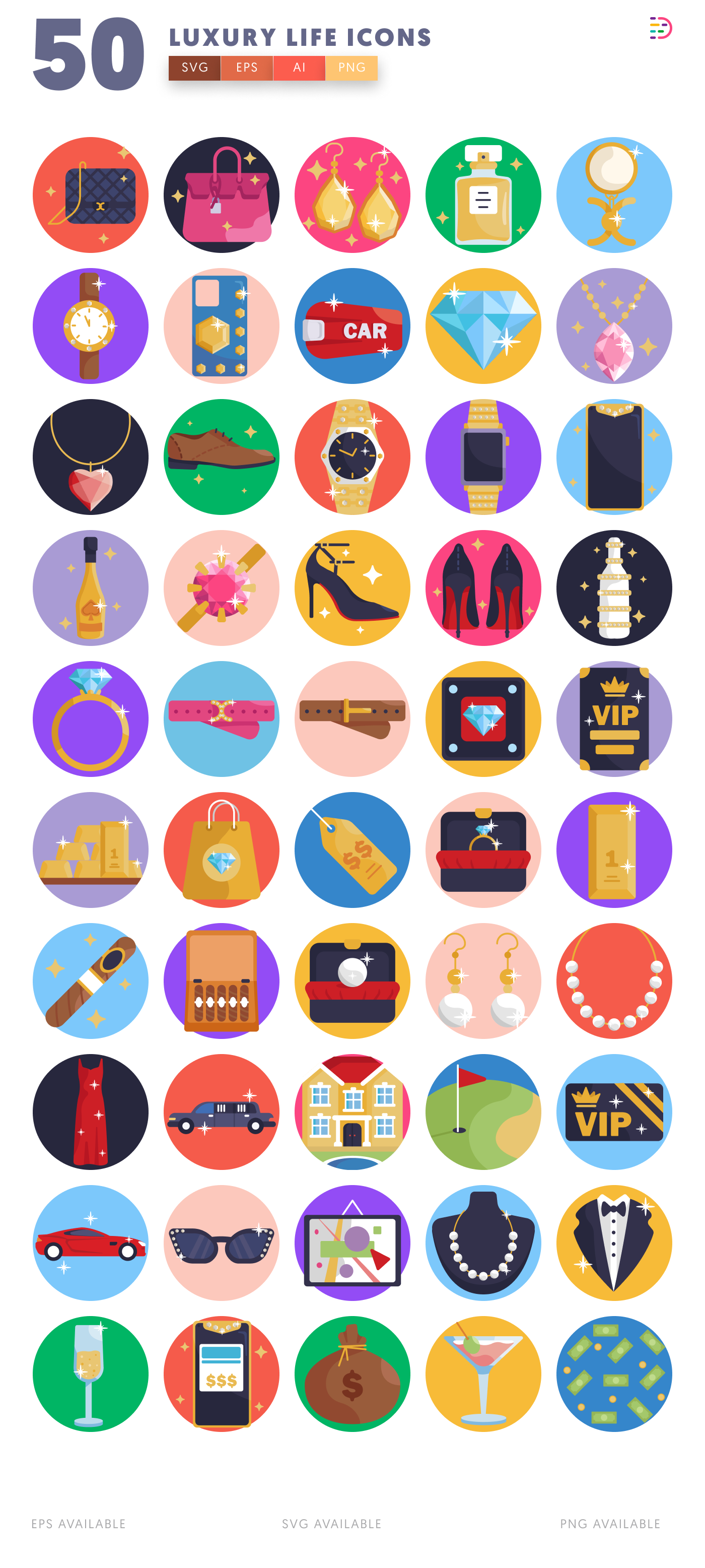 50 Luxury Life Icons – all icons in the set