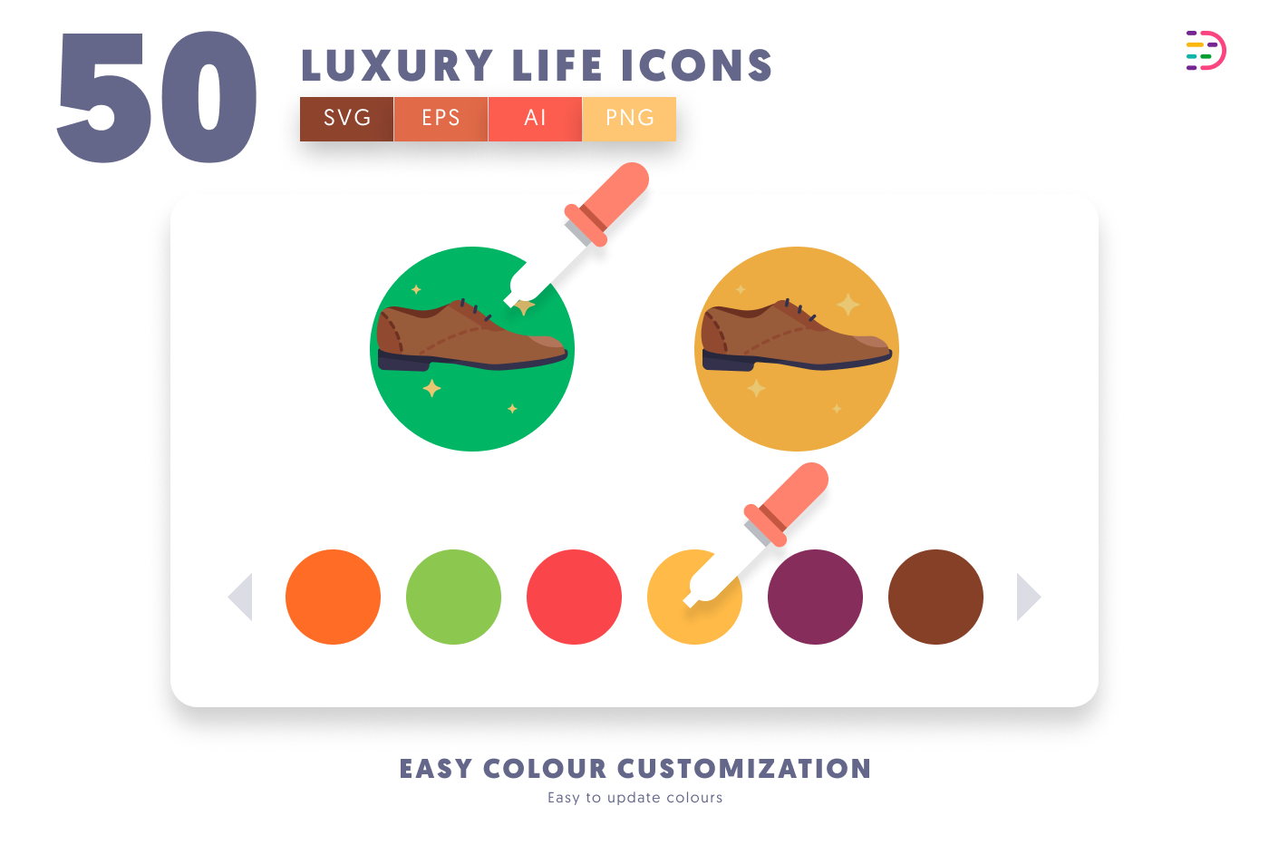 50 Luxury Life Icons preview 7 – flat circle icons in PNG, SVG and EPS