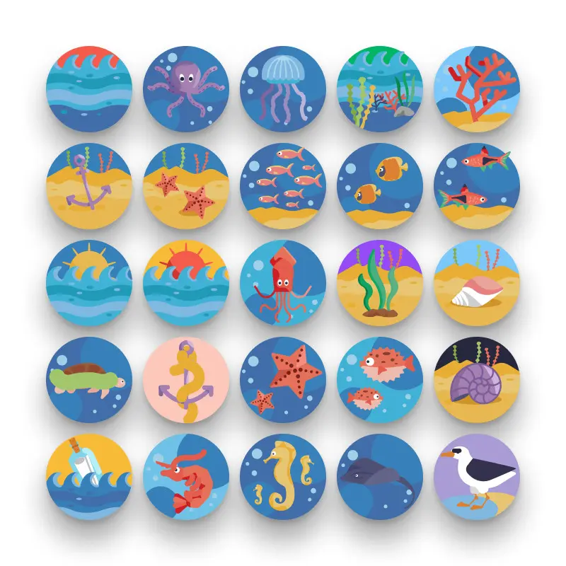 50-Ocean _ Shop-2 50 Ocean Icons – set of colorful flat circle icons