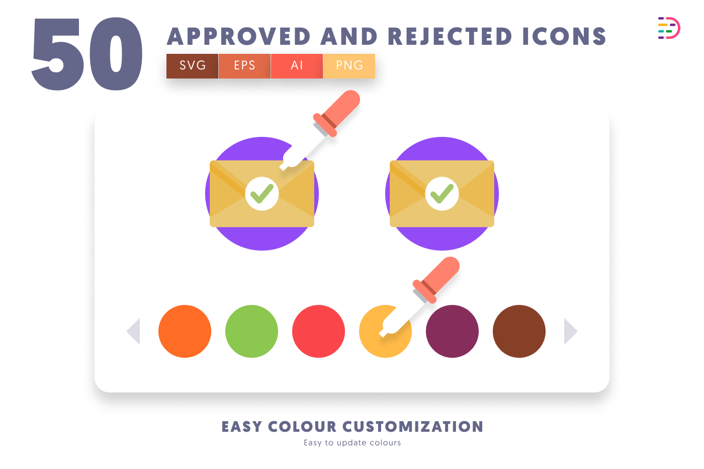 50 Approved and Rejected Icons preview 7 – flat circle icons in PNG, SVG and EPS