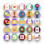 50 Approved and Rejected Icons – set of colorful flat circle icons