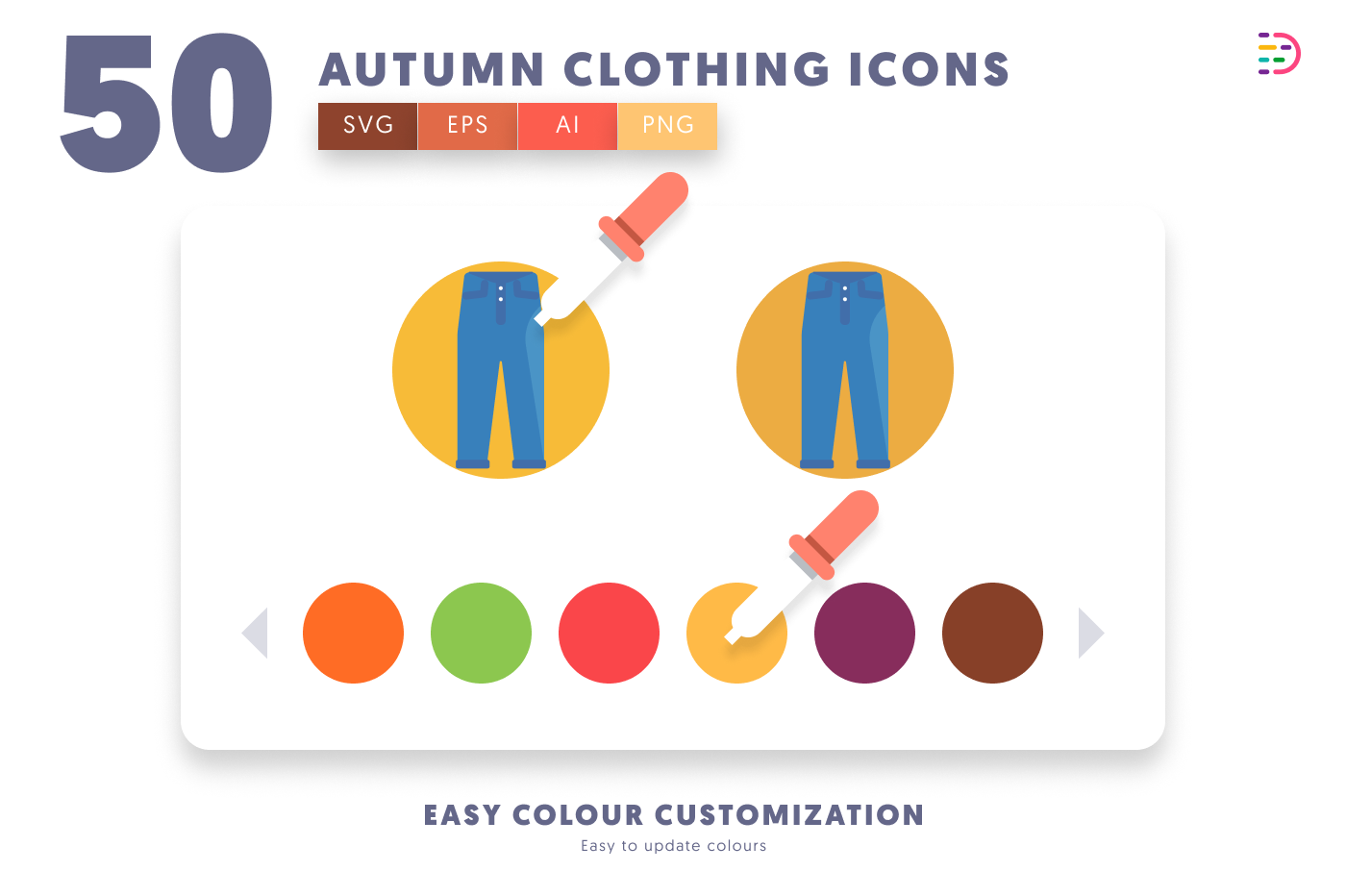 50 Autumn Clothing Icons preview 7 – flat circle icons in PNG, SVG and EPS