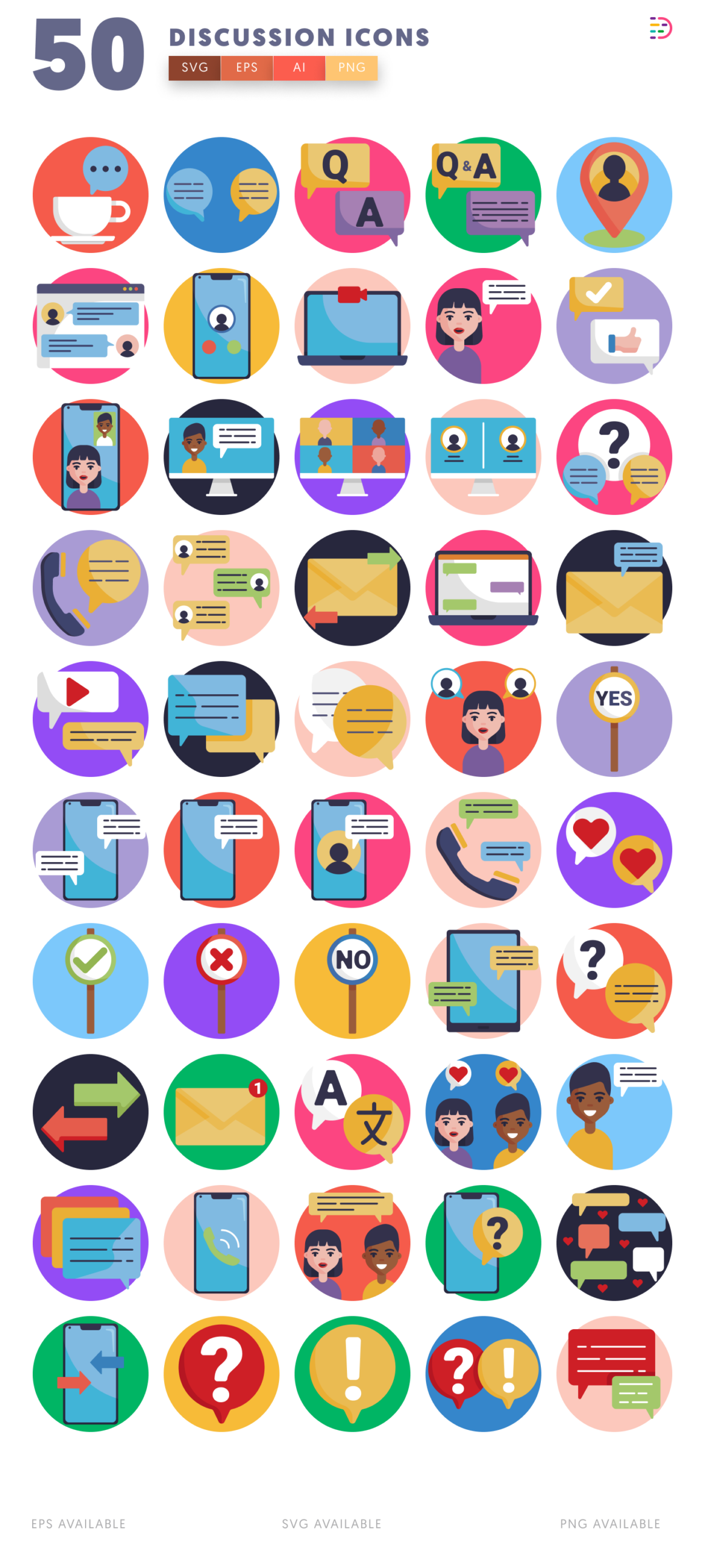 50-Discussion-Icons | Communication, Chat & Collaboration