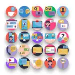 50 Discussion Icons – set of colorful flat circle icons