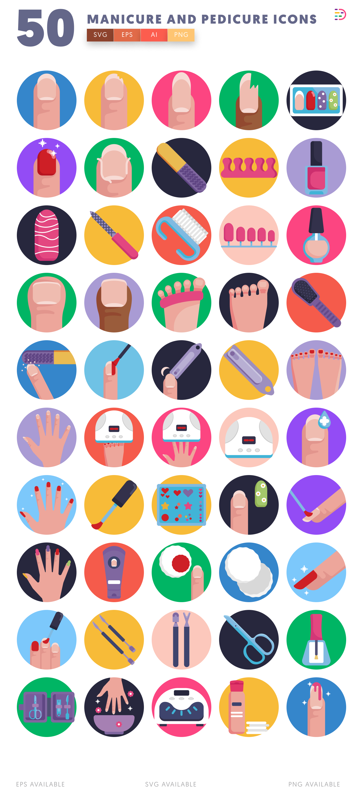 50 Manicure and Pedicure Icons – all icons in the set