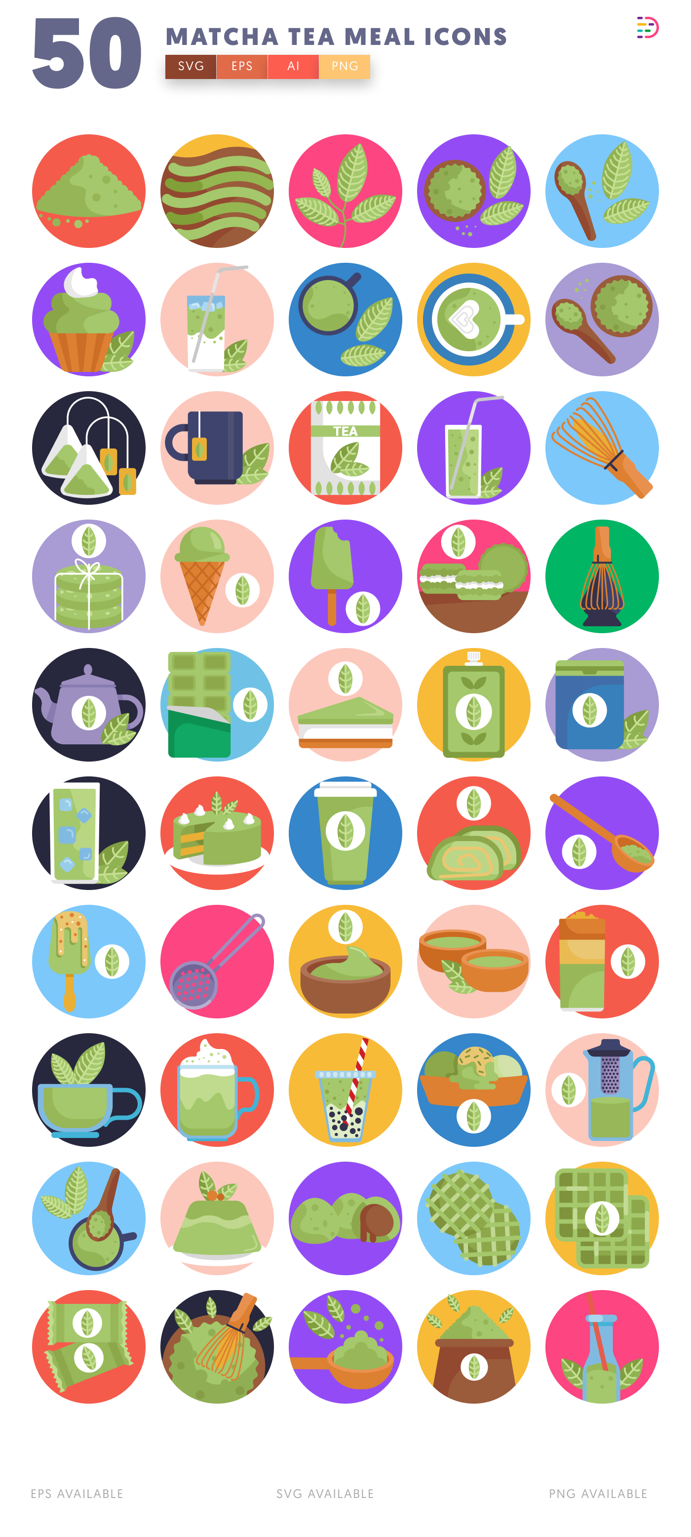 50 Matcha Tea Meal Icons – all icons in the set