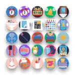 50 Morning Routine Icons – set of colorful flat circle icons