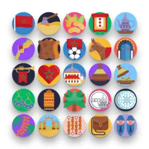 50 Morocco Icons – set of colorful flat circle icons
