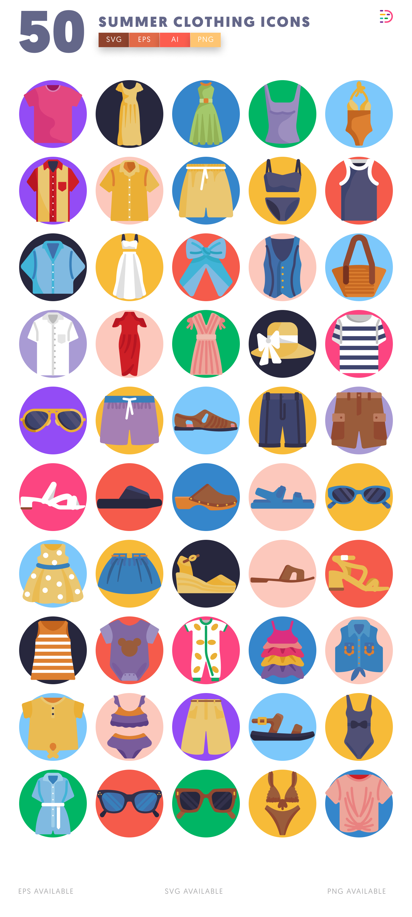 50 Summer Clothing Icons – all icons in the set