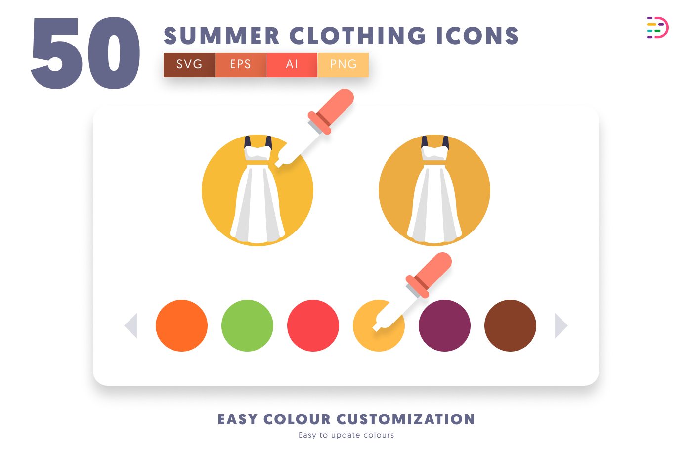 50 Summer Clothing Icons preview 7 – flat circle icons in PNG, SVG and EPS