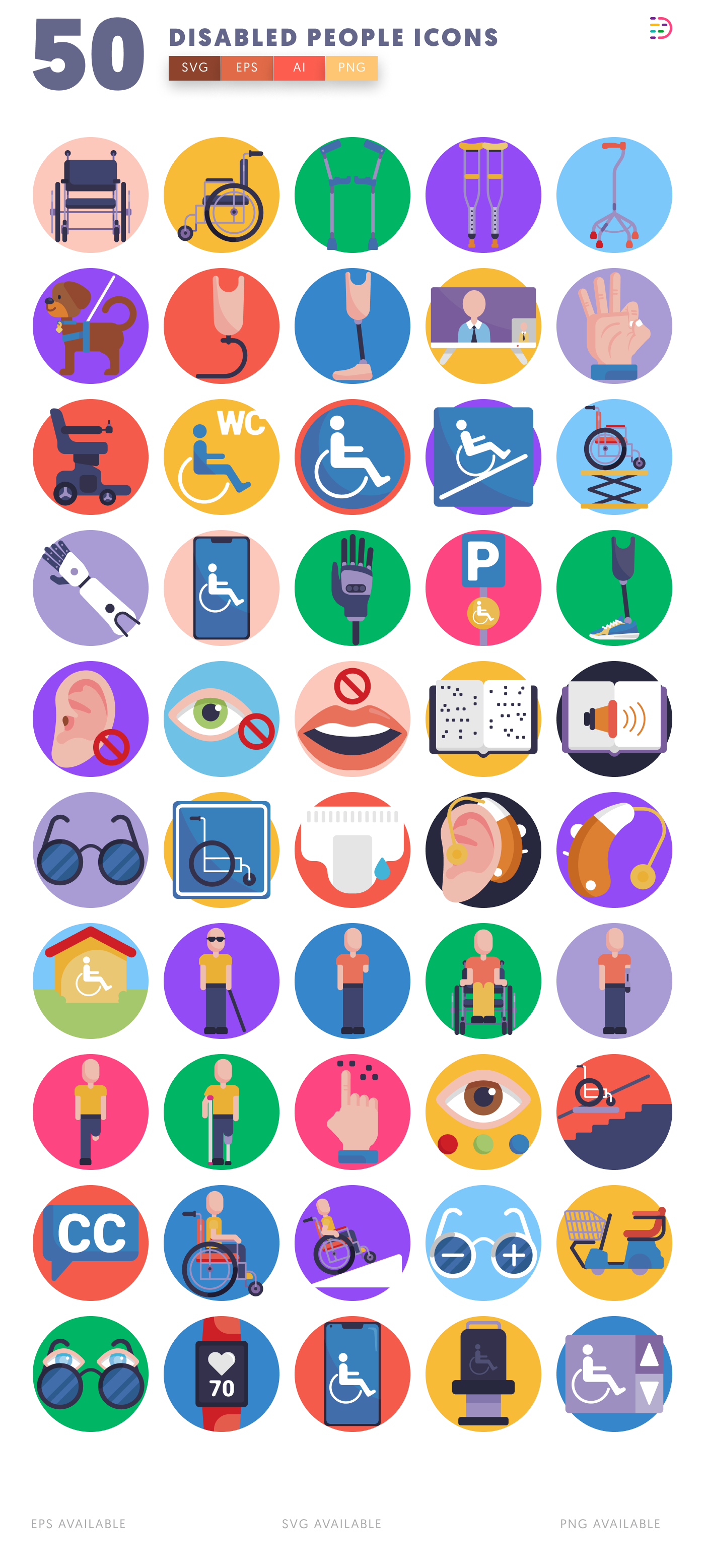 50 Disabled People Icons – all icons in the set