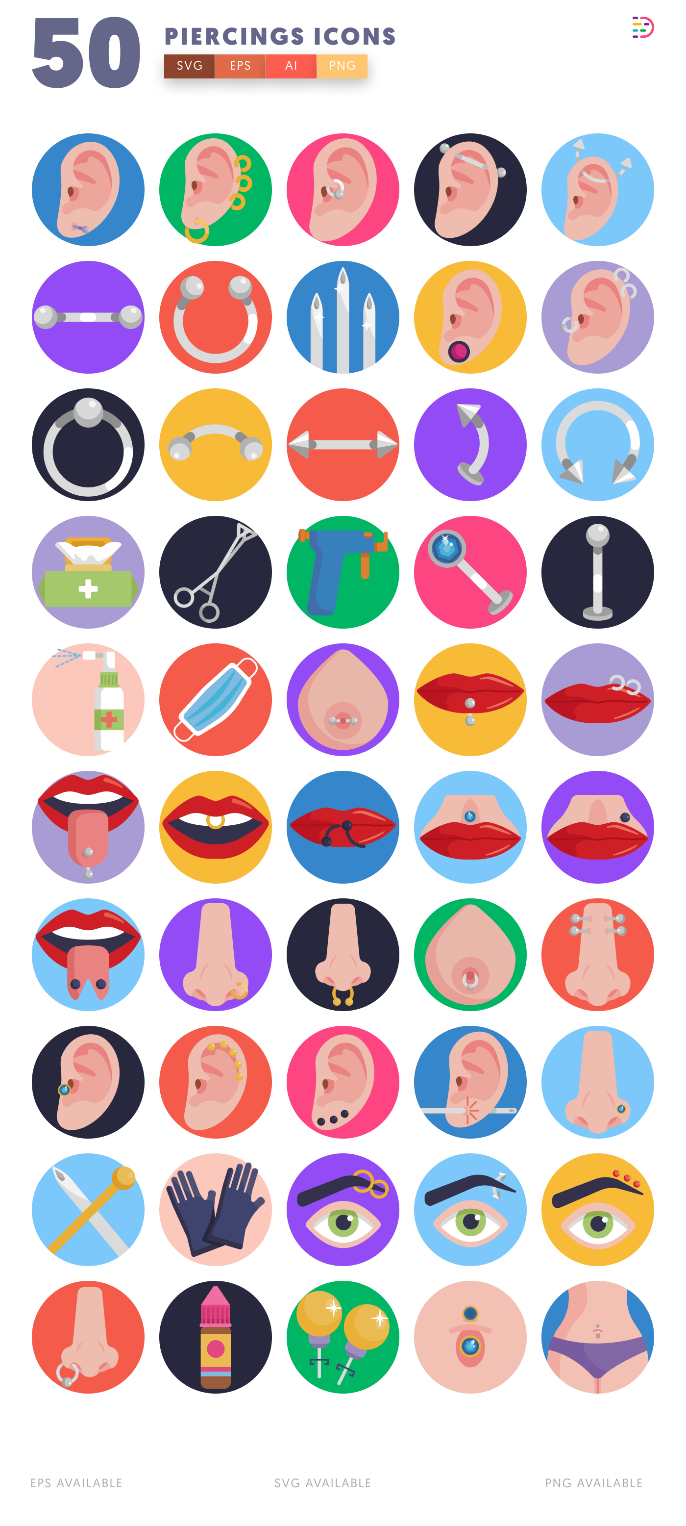 50 Piercings Icons – all icons in the set
