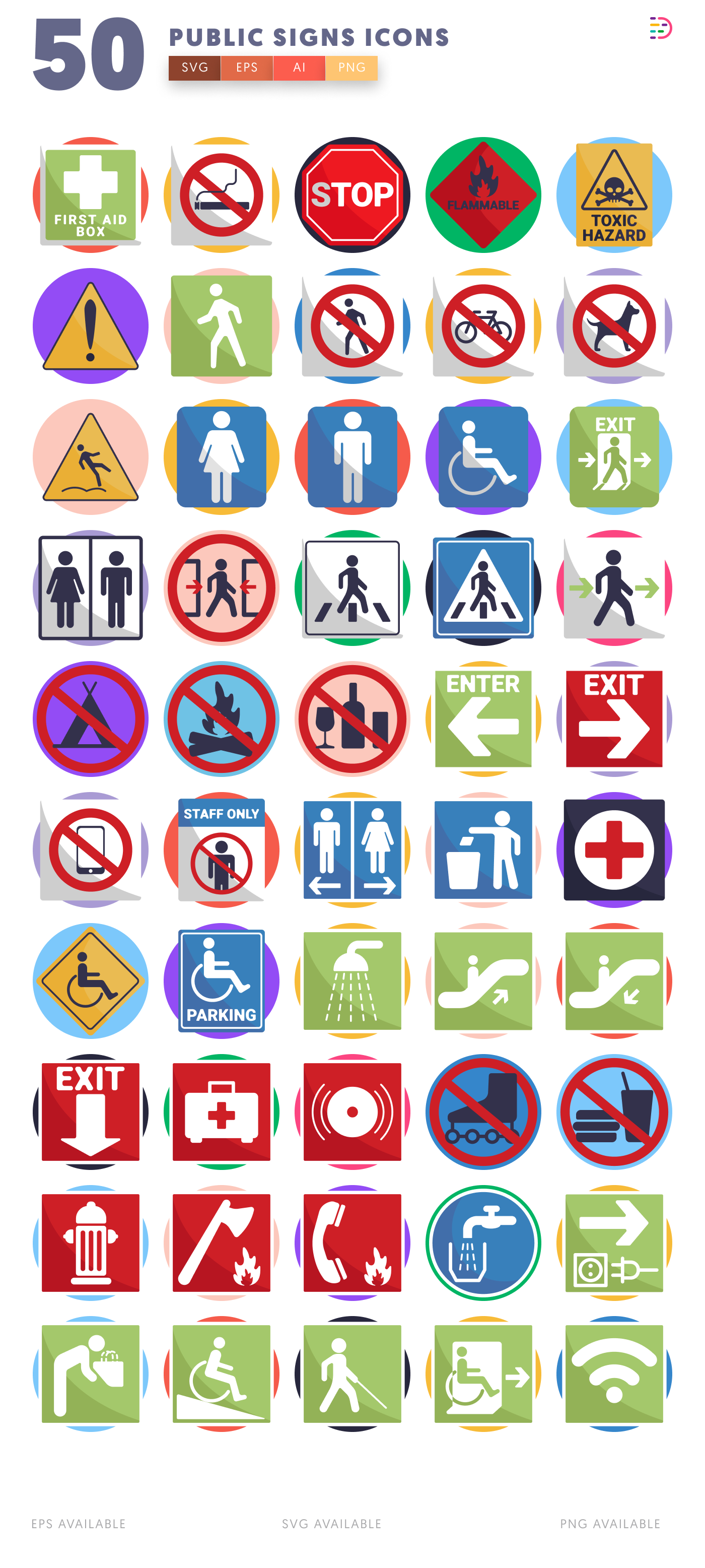 50 Public Signs Icons – all icons in the set