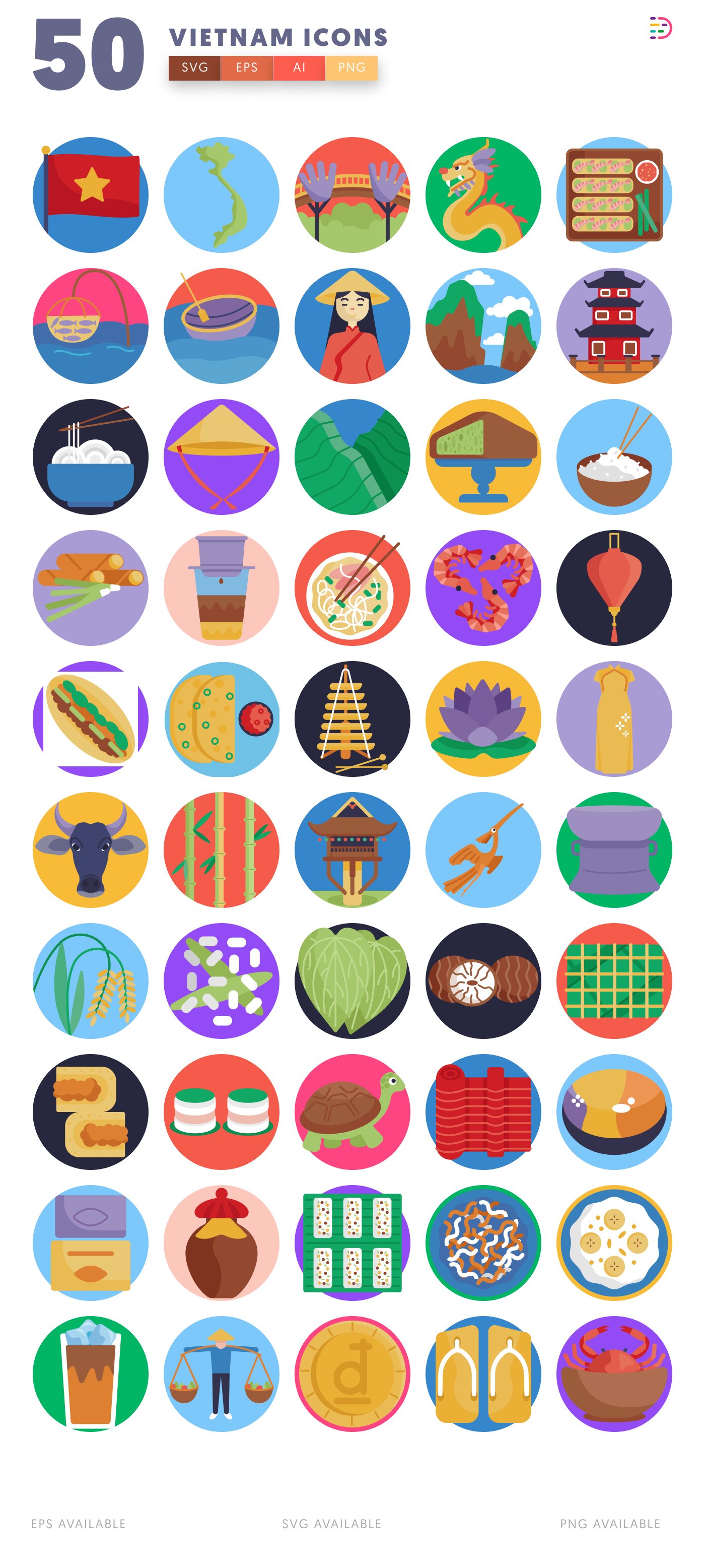 50 Vietnam Icons – all icons in the set
