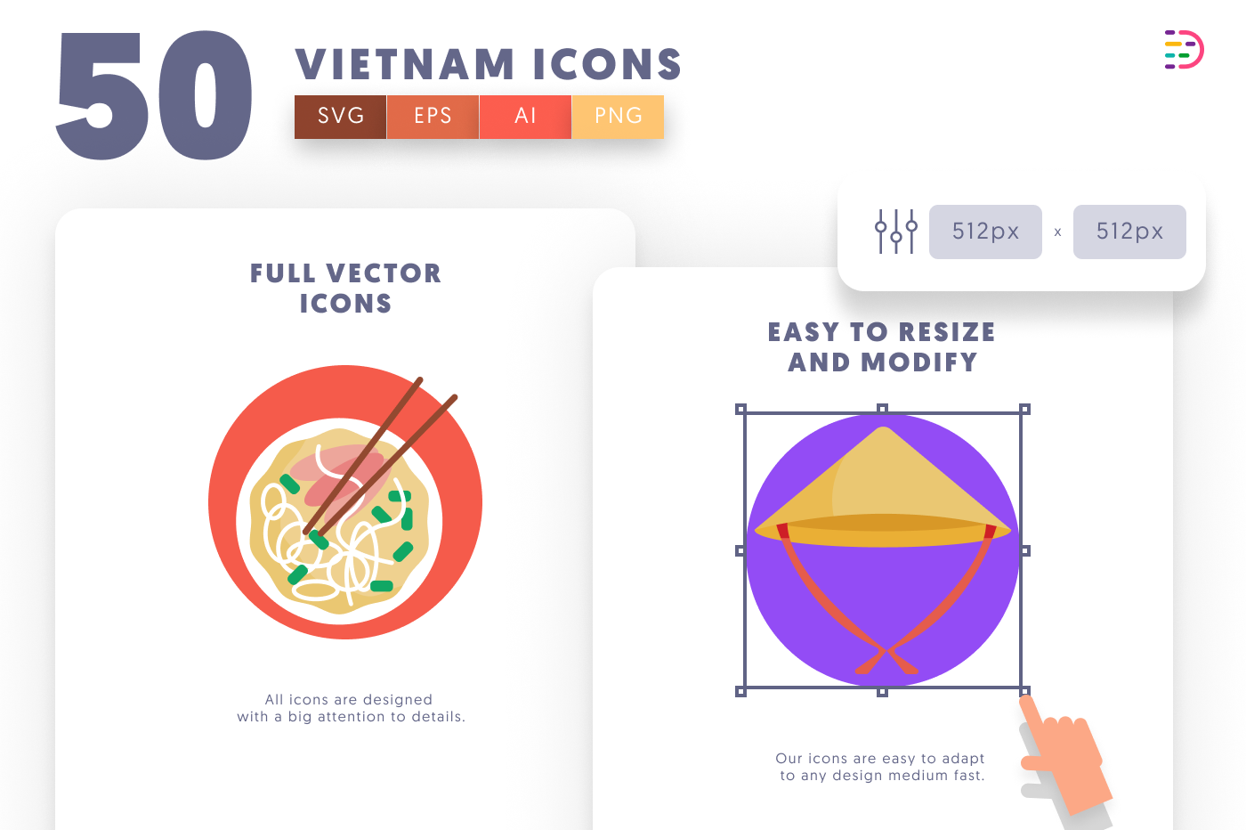 50 Vietnam Icons preview 6 – flat circle icons in PNG, SVG and EPS