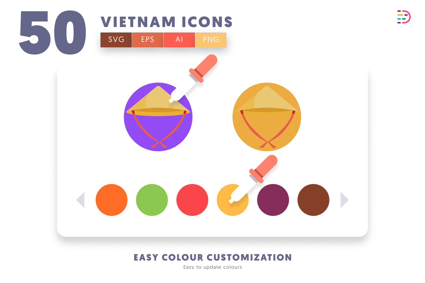 50 Vietnam Icons preview 7 – flat circle icons in PNG, SVG and EPS