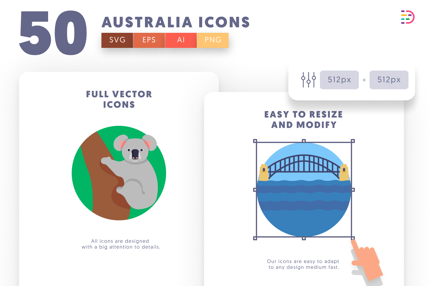 50 Australia Icons preview 6 – flat circle icons in PNG, SVG and EPS