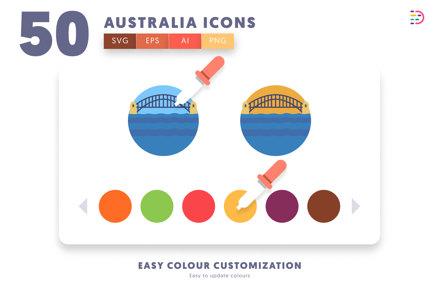 50 Australia Icons preview 7 – flat circle icons in PNG, SVG and EPS