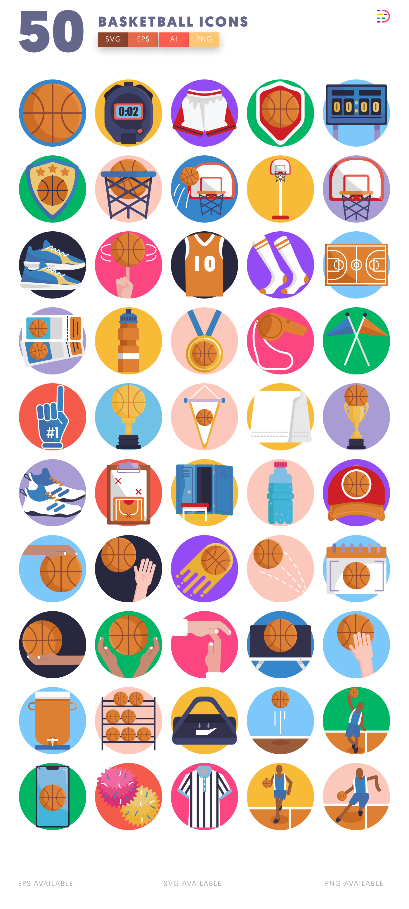 50 Basketball Icons – all icons in the set