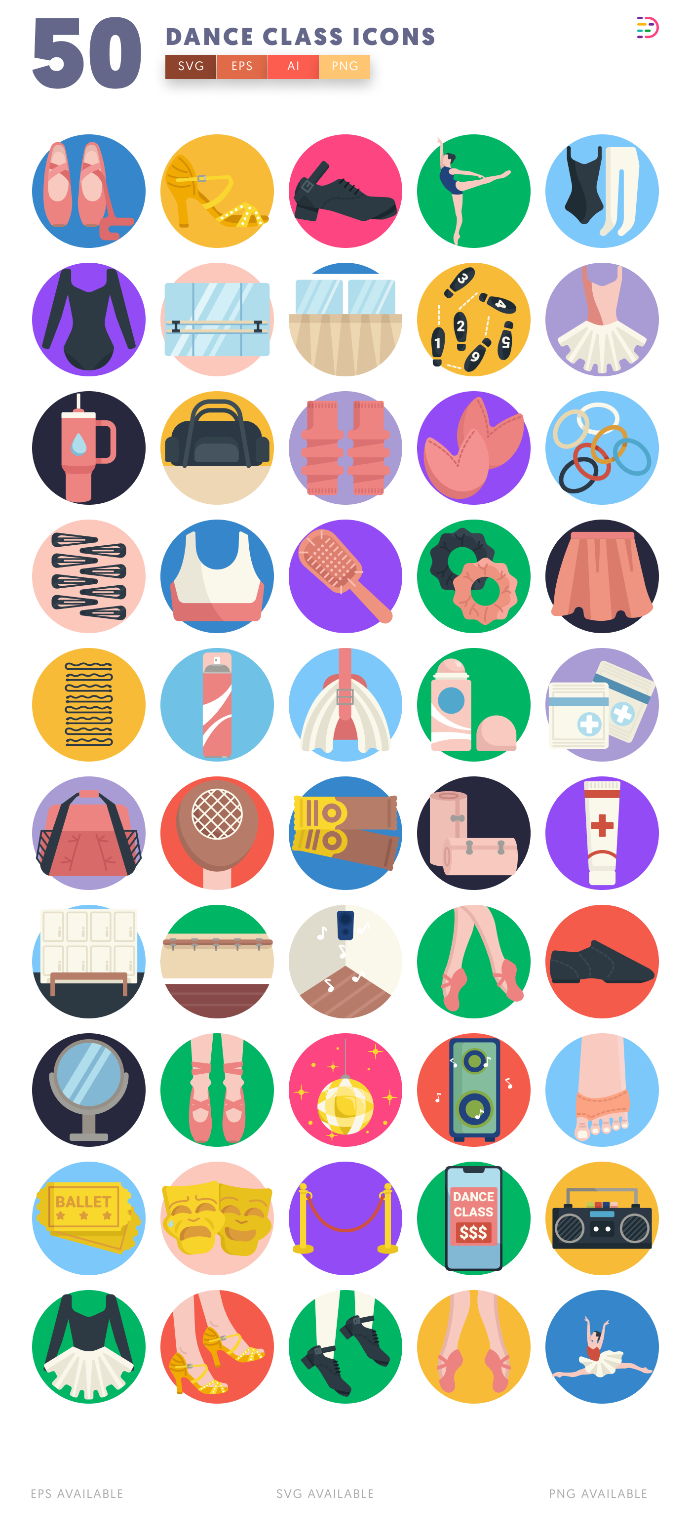 50 Dance Class Icons – all icons in the set