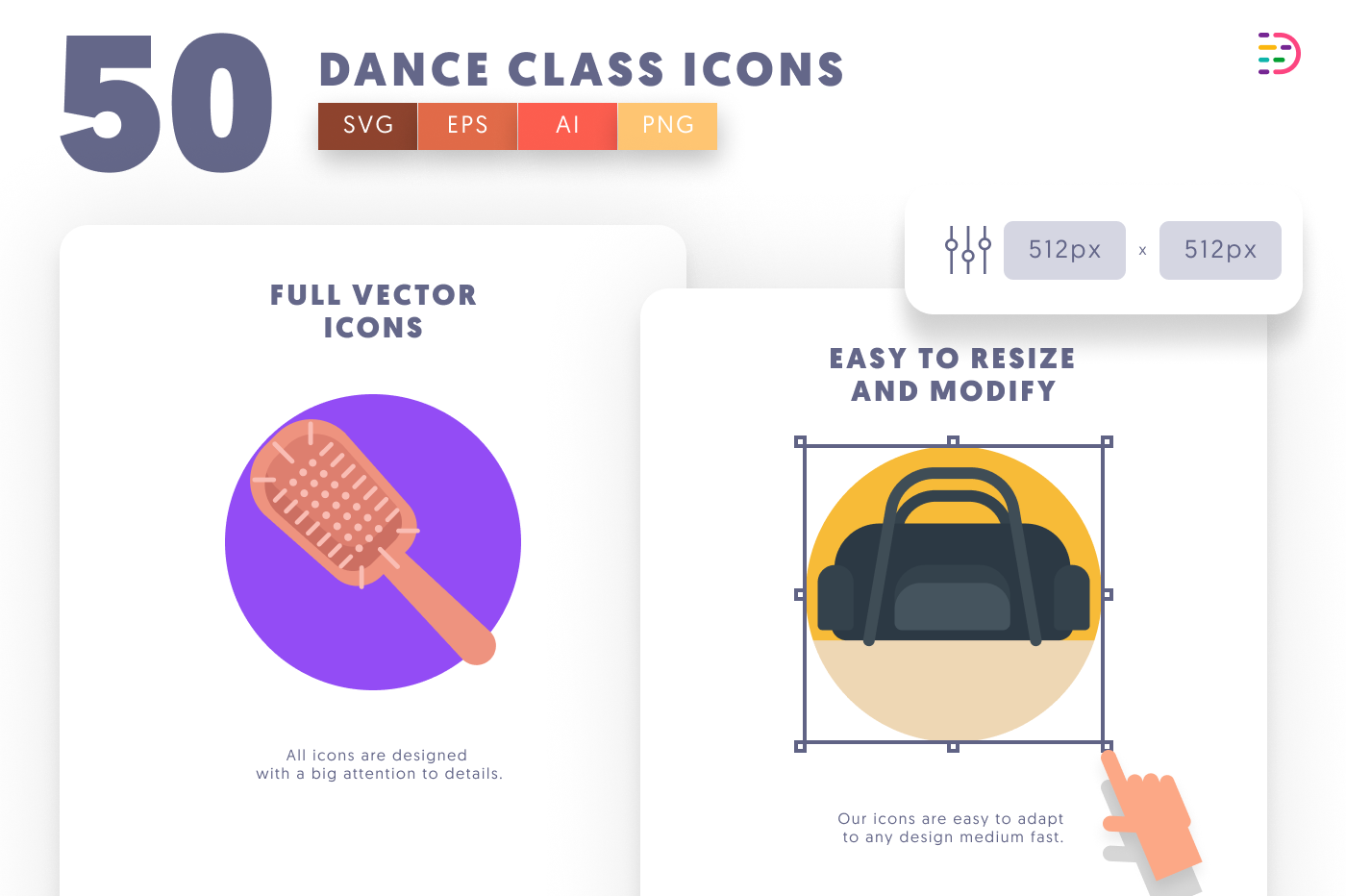 50 Dance Class Icons preview 6 – flat circle icons in PNG, SVG and EPS