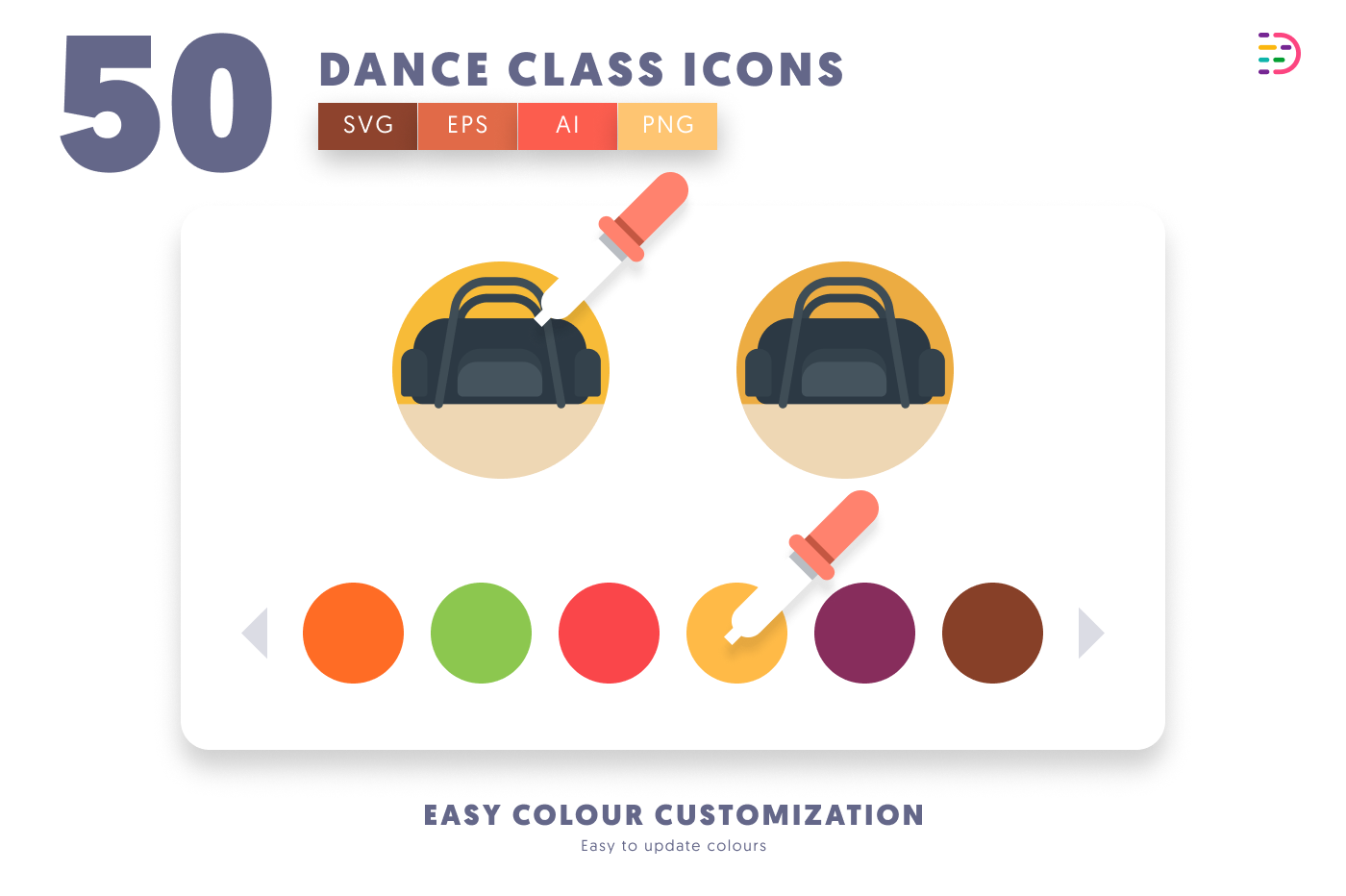 50 Dance Class Icons preview 7 – flat circle icons in PNG, SVG and EPS