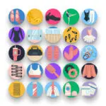50 Dance Class Icons – set of colorful flat circle icons