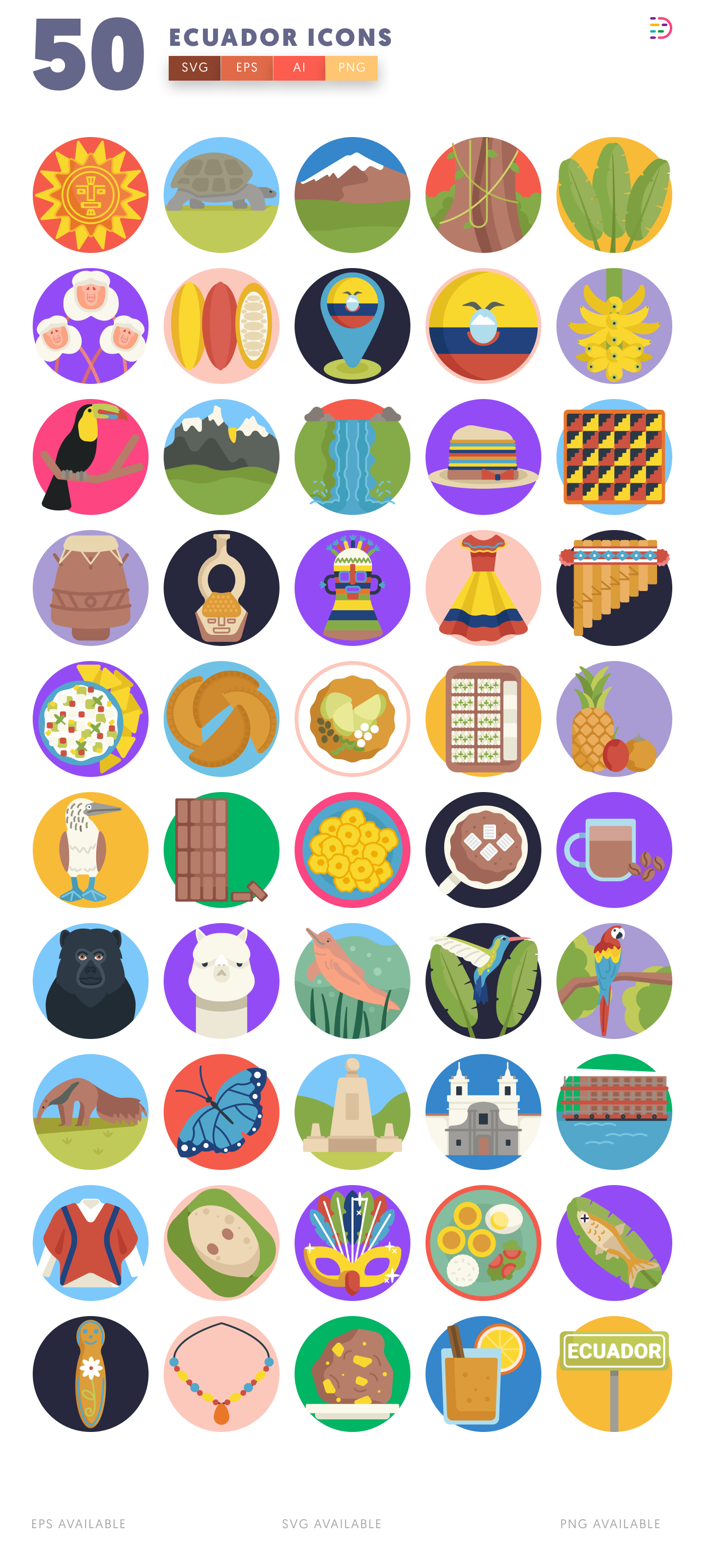 50 Ecuador Icons – all icons in the set